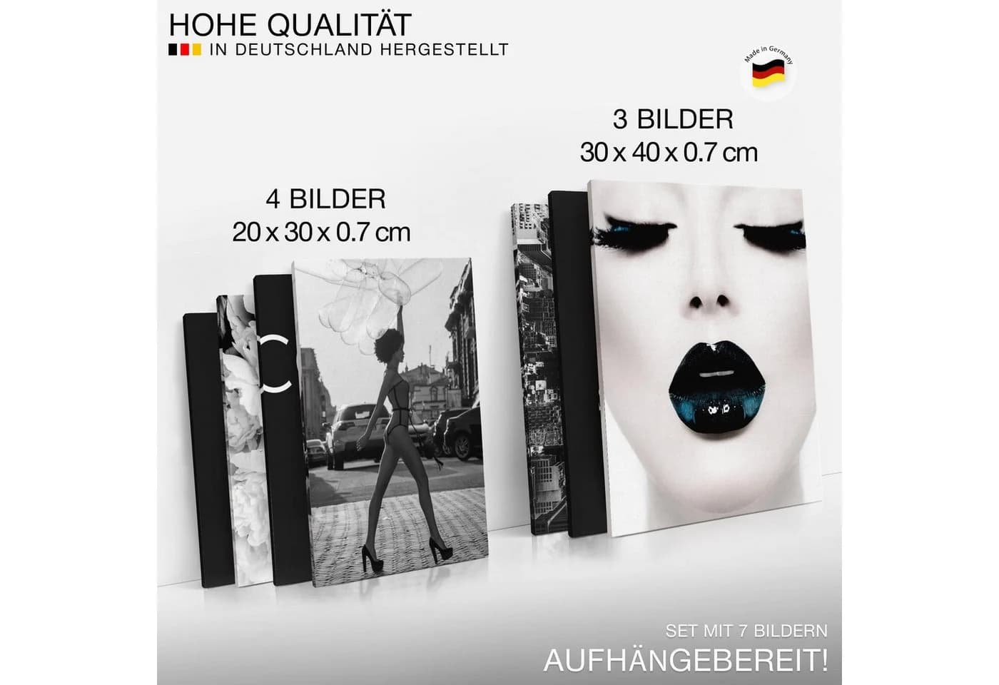 Novart 3er Wandbild-Set Coco Modern 30x40 cm Aufhängfertig - Bild 3
