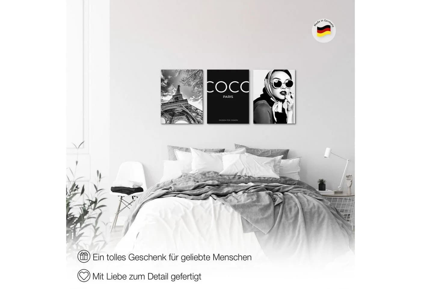 Novart 3er Wandbild-Set Coco Modern 30x40 cm Aufhängfertig - Bild 5