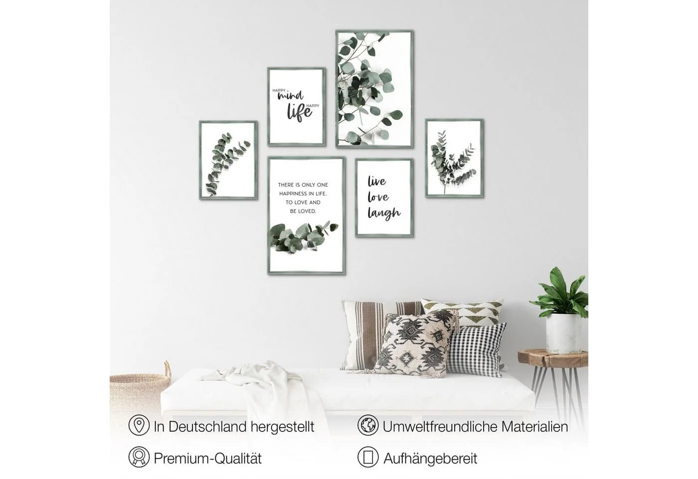 Novart Wandbild Eukalyptus Pflanze Grüne Blätter - Kein Rahmen Benötigt - Bild 3