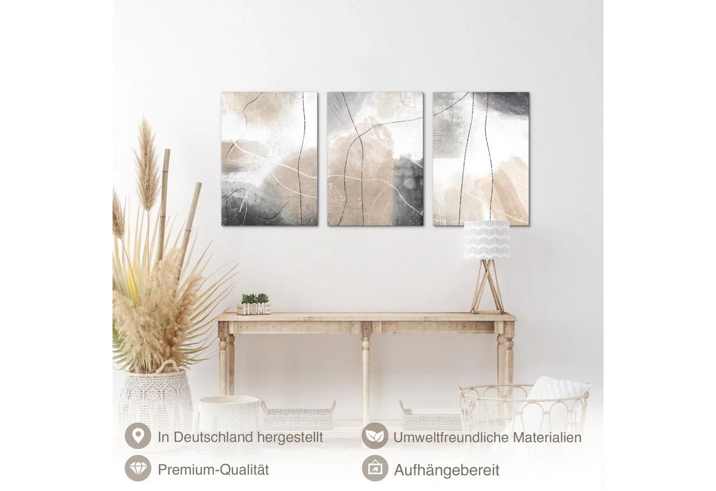 Novart Wandbild Boho Wohnzimmer Schlafzimmer Landhaus Deko Abstrakt - Bild 4