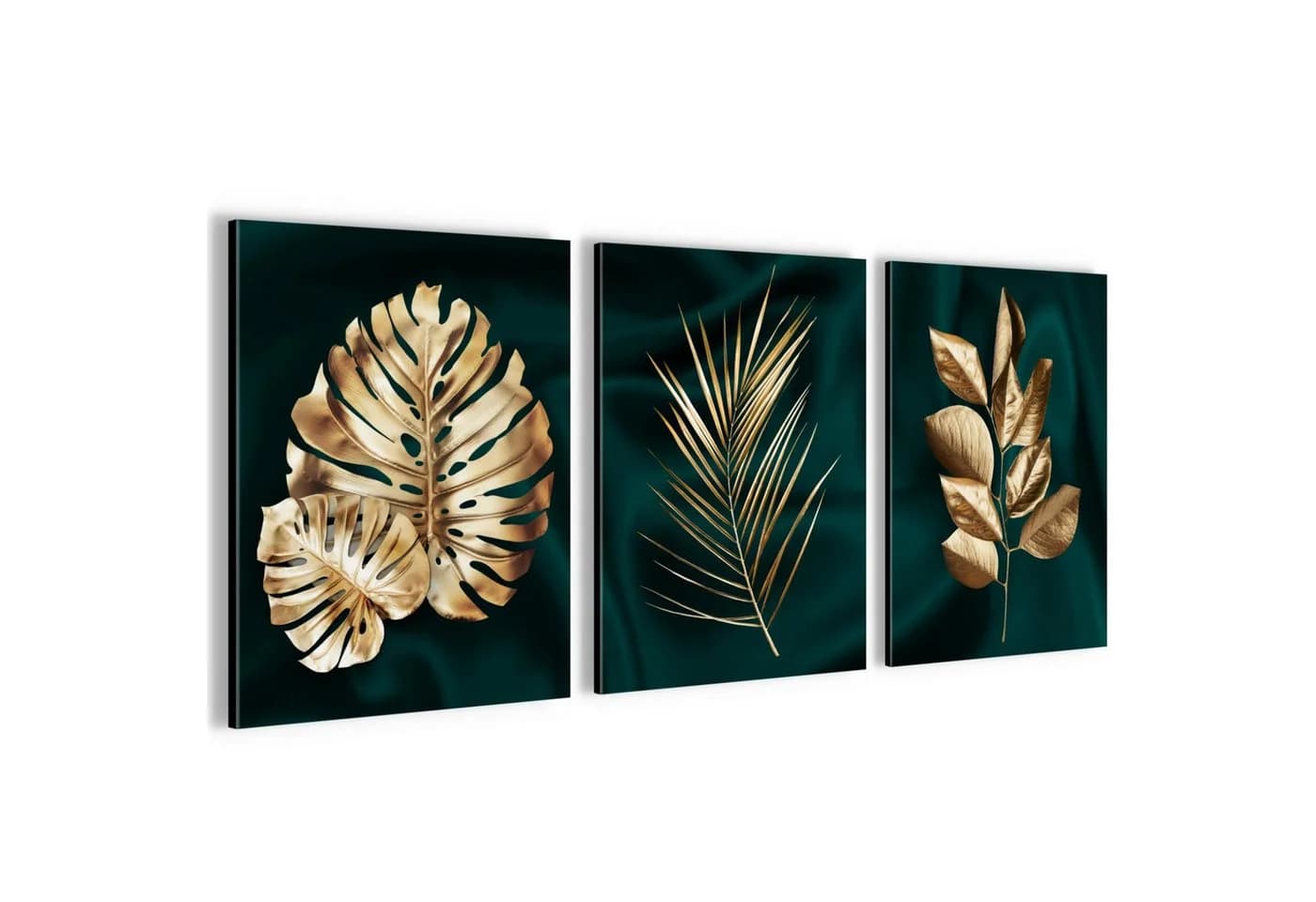 Novart Wandbild Goldene Blätter 3er Set Modern 30x40 cm - Bild 2