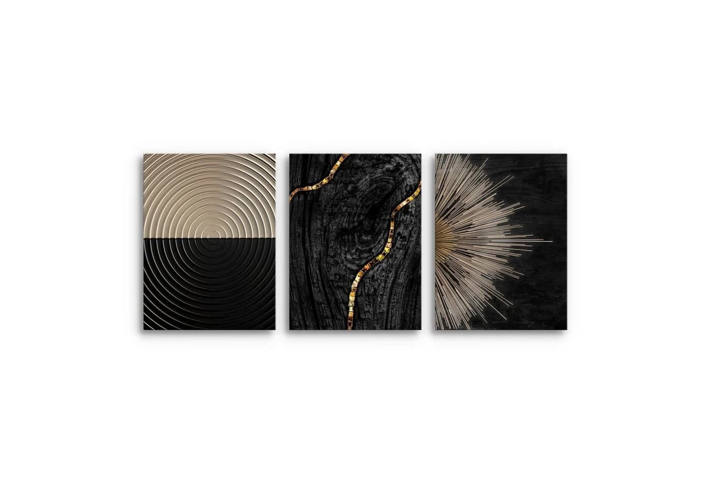 Novart Abstraktes Wandbild Schwarz Gold Moderne Kunst