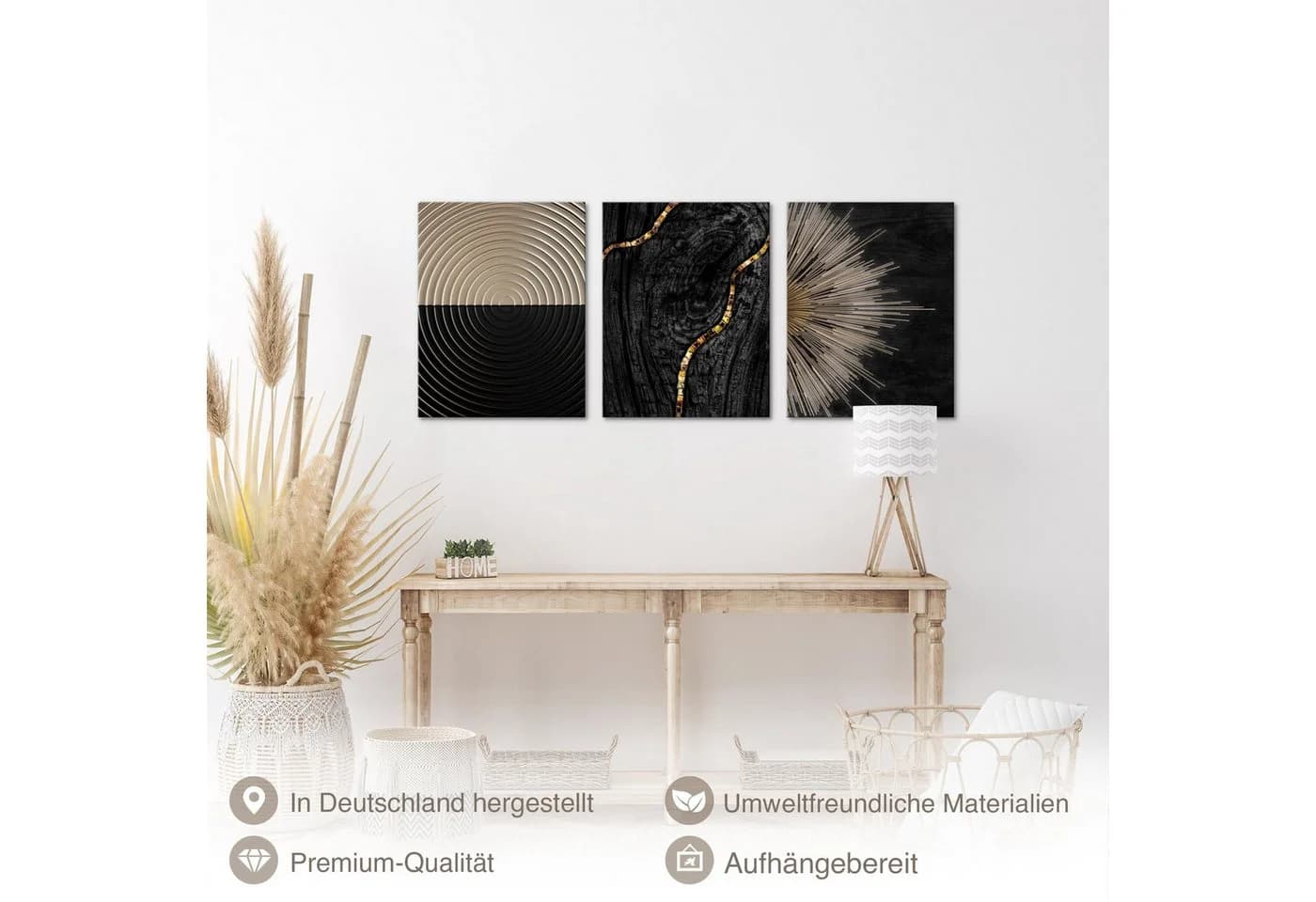 Novart Abstraktes Wandbild Schwarz Gold Moderne Kunst - Bild 5