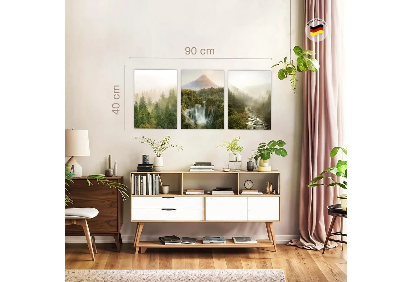 Novart Wandbild Set 3x Natur Berge Wald Landschaft 30x40 cm - Bild 3