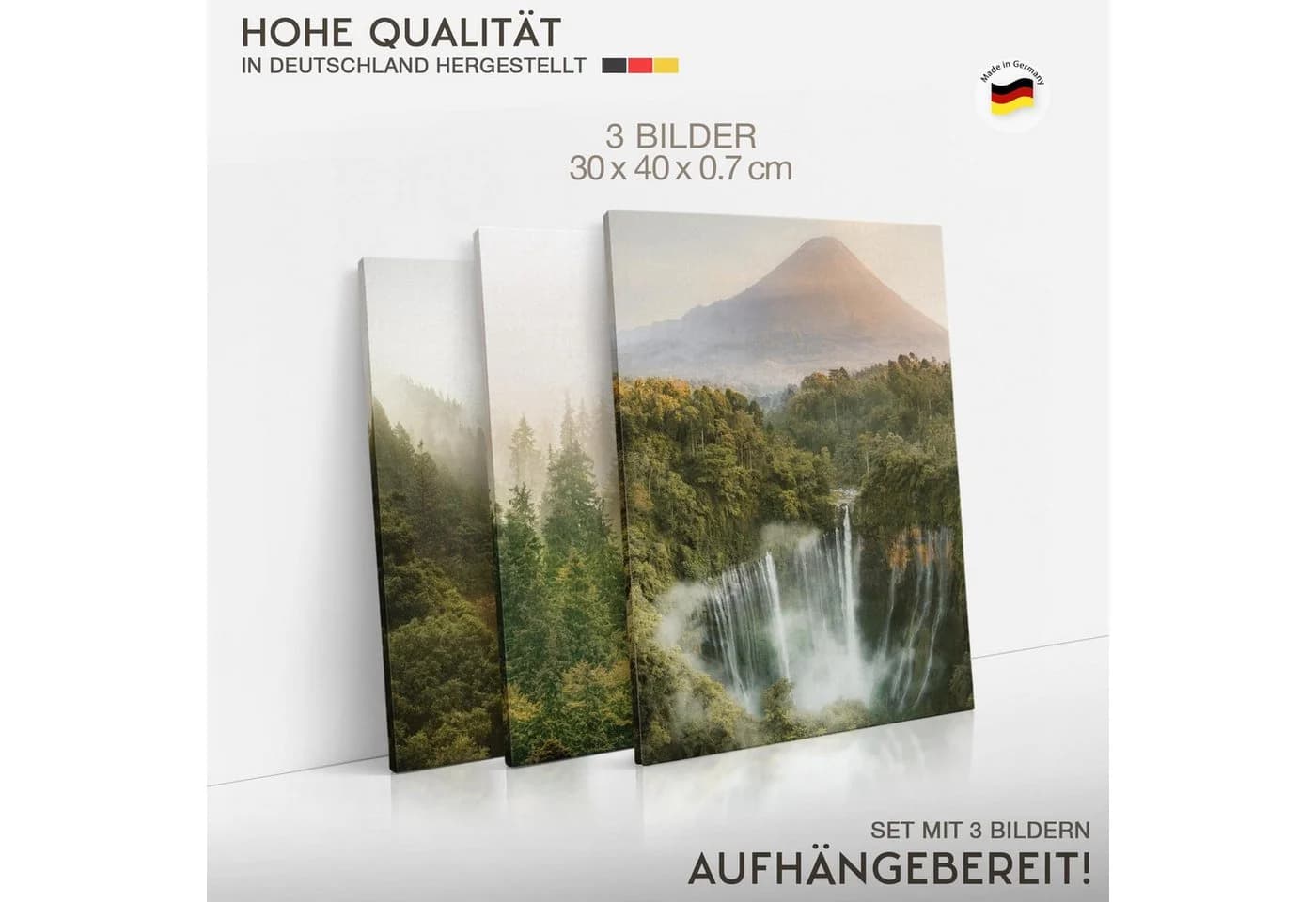 Novart Wandbild Set 3x Natur Berge Wald Landschaft 30x40 cm - Bild 4