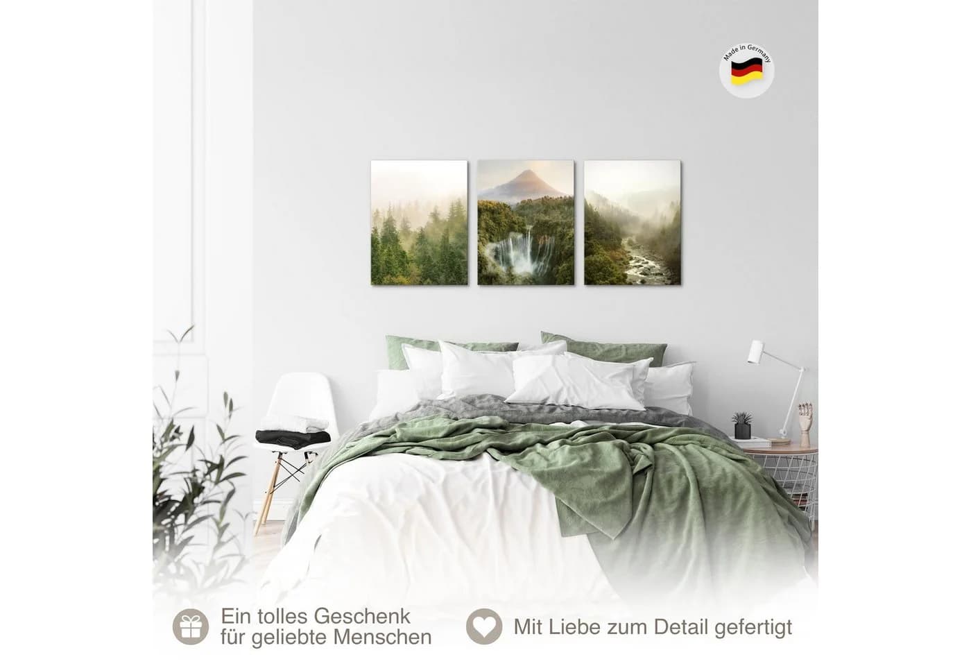 Novart Wandbild Set 3x Natur Berge Wald Landschaft 30x40 cm - Bild 5