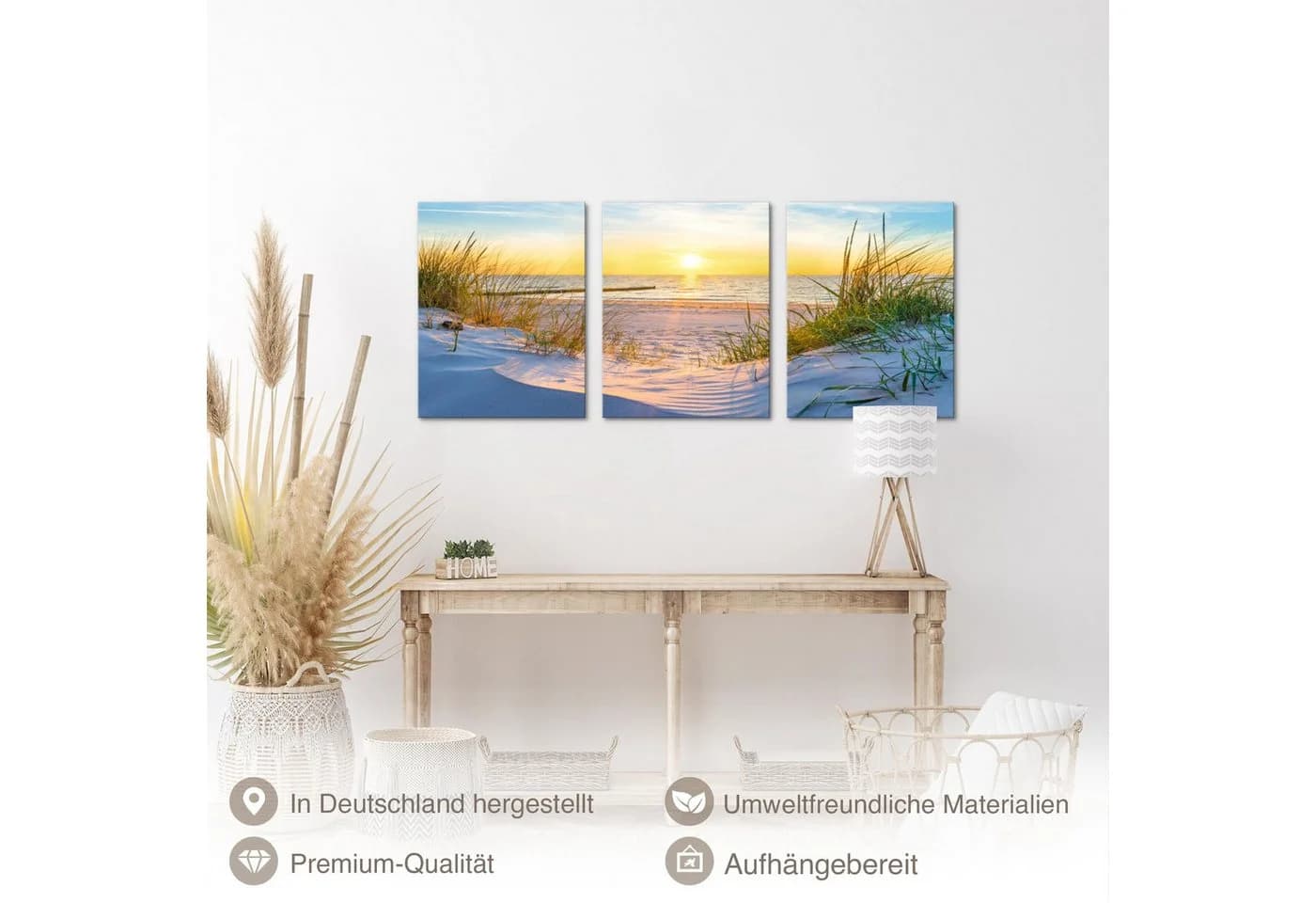 Novart Wandbild Ostsee Strand Meer Boho Wanddeko für Wohnzimmer - Bild 5