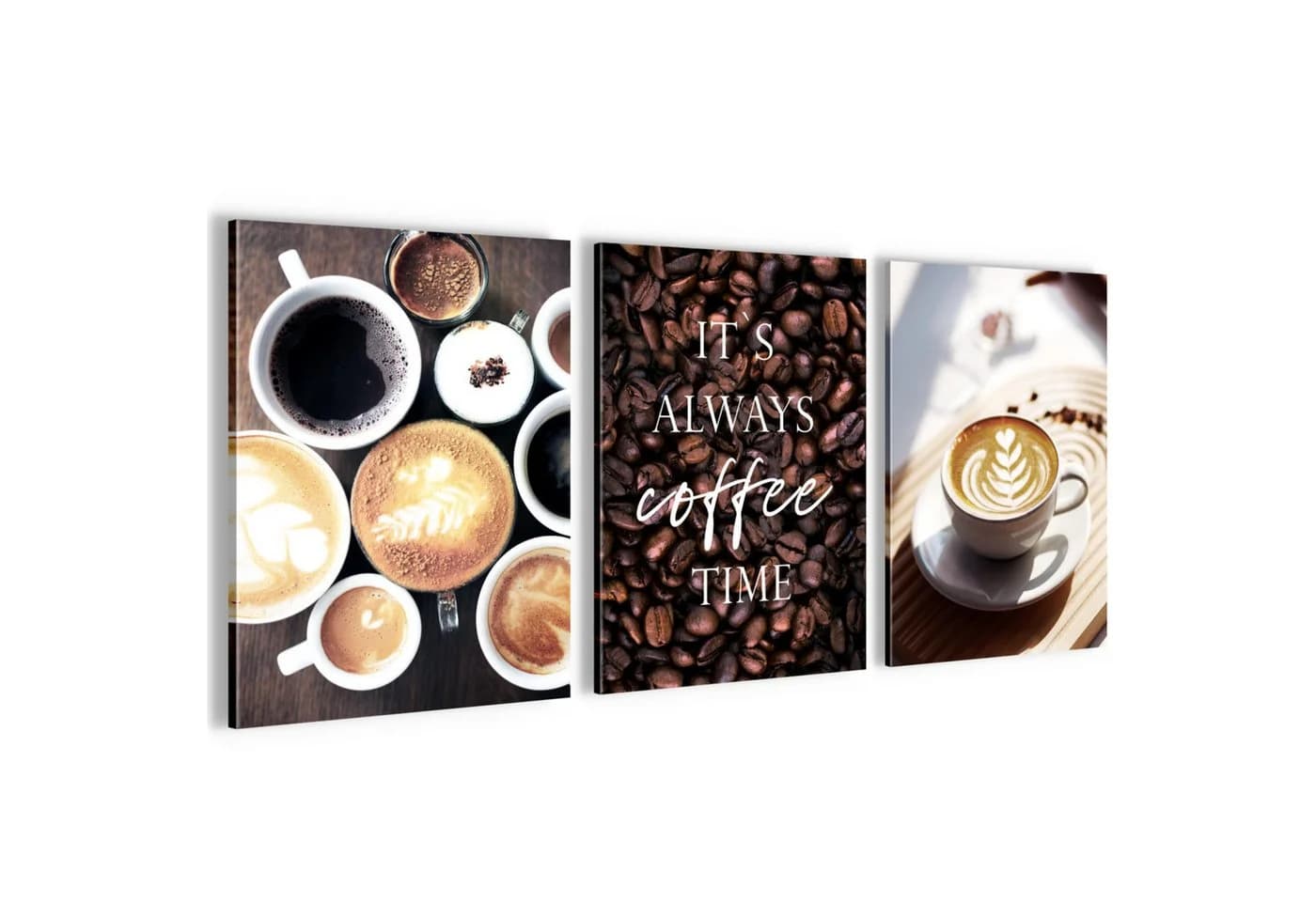 Novart 3er Wandbild Set Kaffee 30x40 cm Modern Aufhängfertig - Bild 2