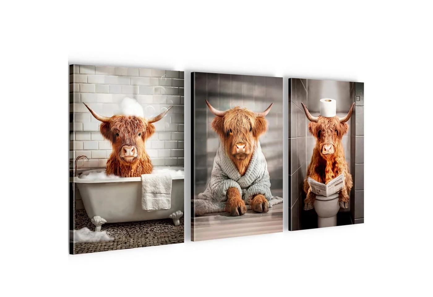 Novart 3er Set Wandbild Orange Kühe Tiere Deko - Bild 2