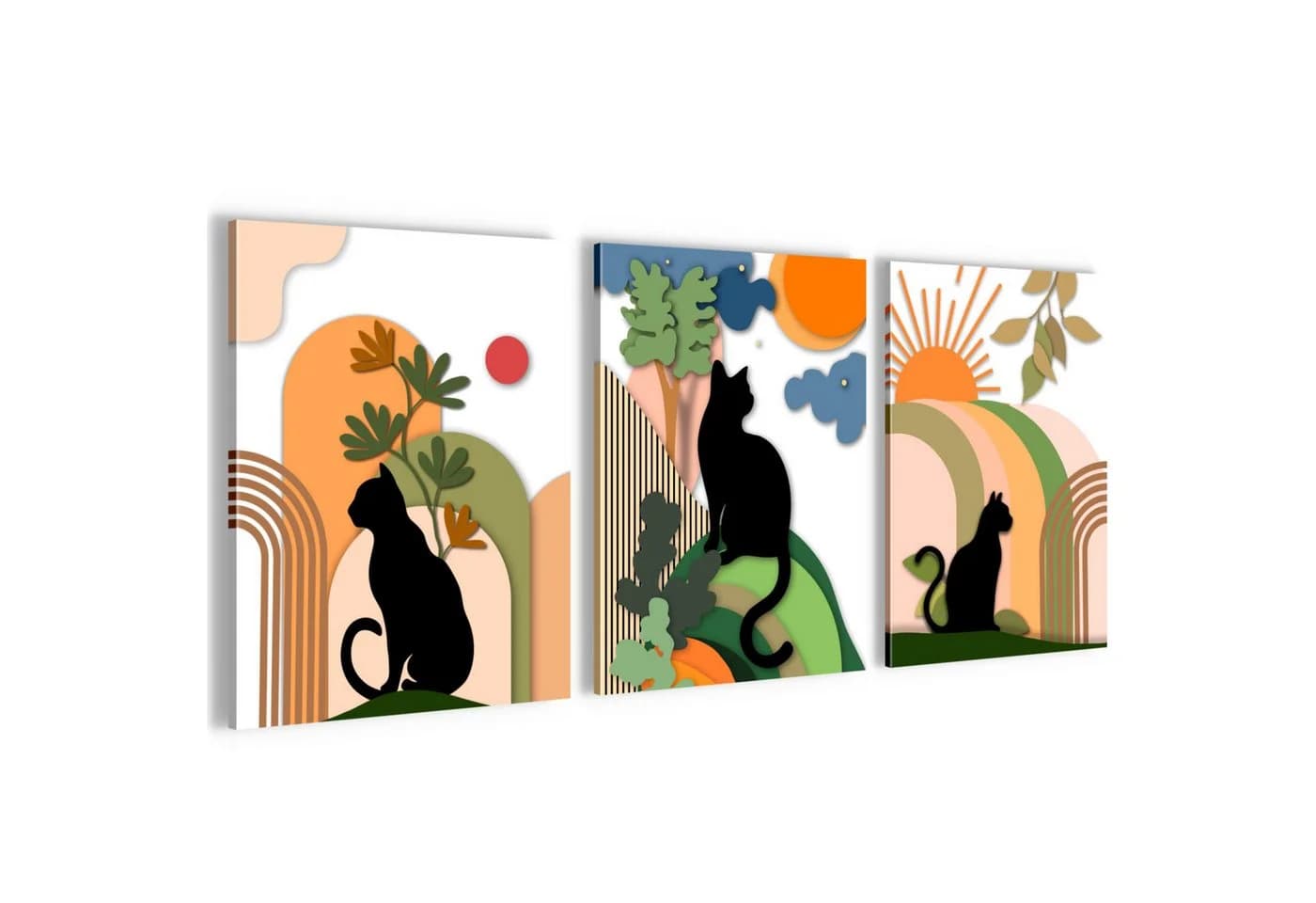 Novart XXL-Wandbild Katzen Abstrakt Modern Beige Orange - Bild 2
