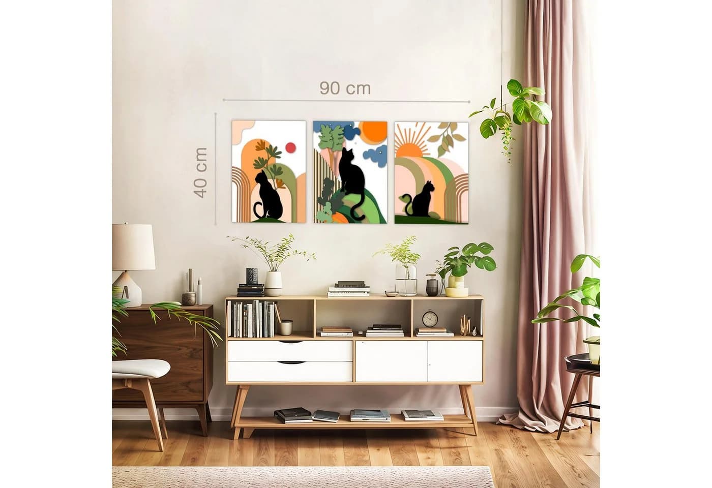 Novart XXL-Wandbild Katzen Abstrakt Modern Beige Orange - Bild 5