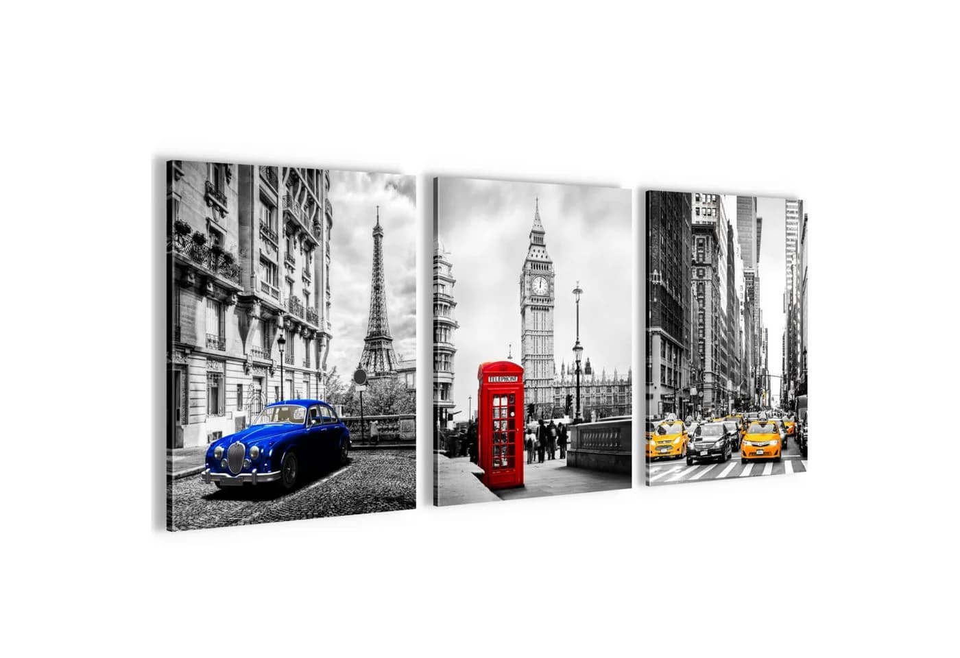 Novart Wandbild Set Städte Berlin London Paris Schwarz Weiß Collage - Bild 2