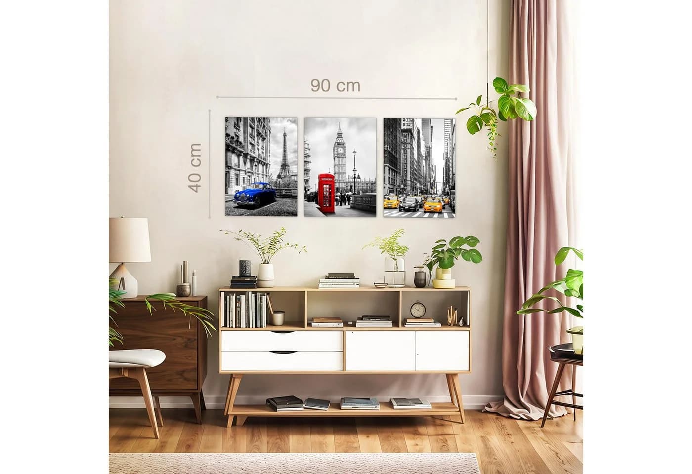 Novart Wandbild Set Städte Berlin London Paris Schwarz Weiß Collage - Bild 4