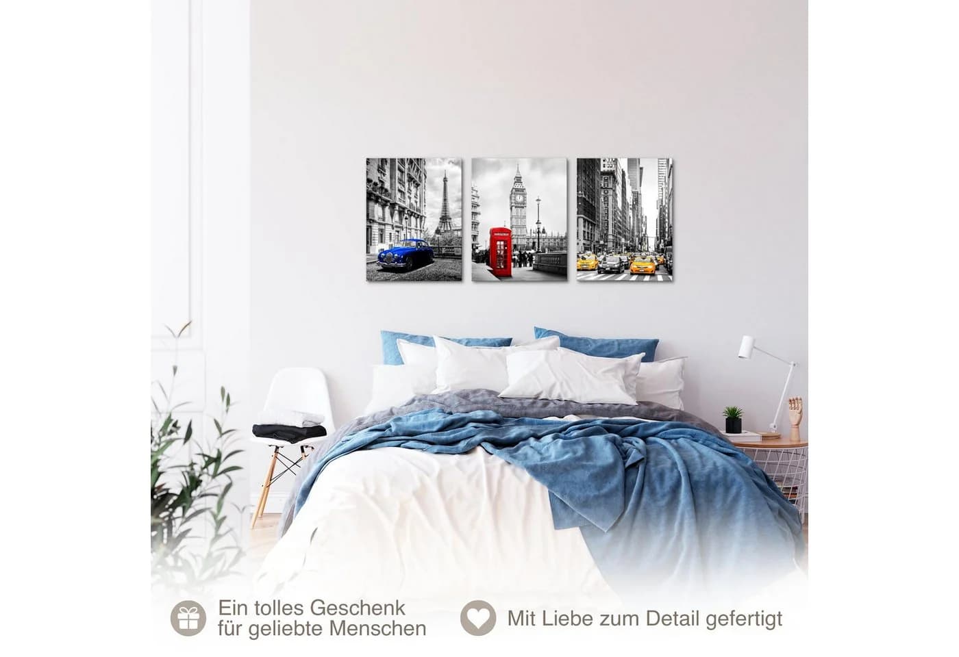 Novart Wandbild Set Städte Berlin London Paris Schwarz Weiß Collage - Bild 5