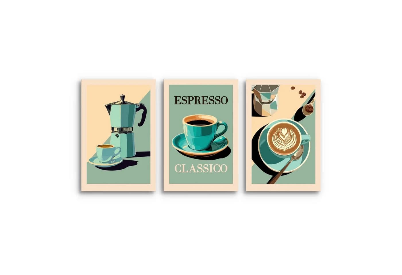 Novart Retro Kaffee Wandbild Küche Bunt