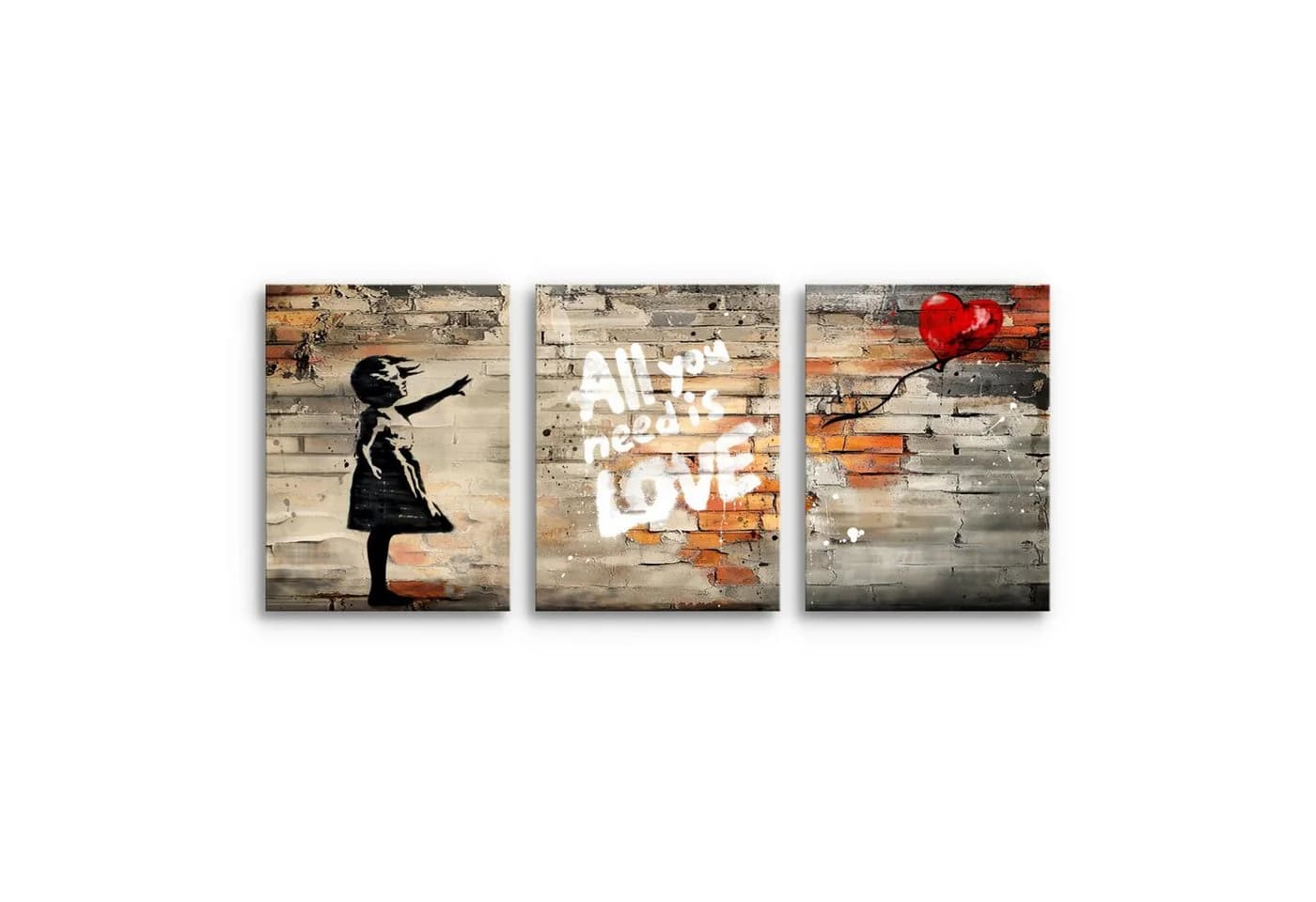 Novart Wandbilder Set Banksy Style 3-tlg. Streetart Collage Balloon Girl