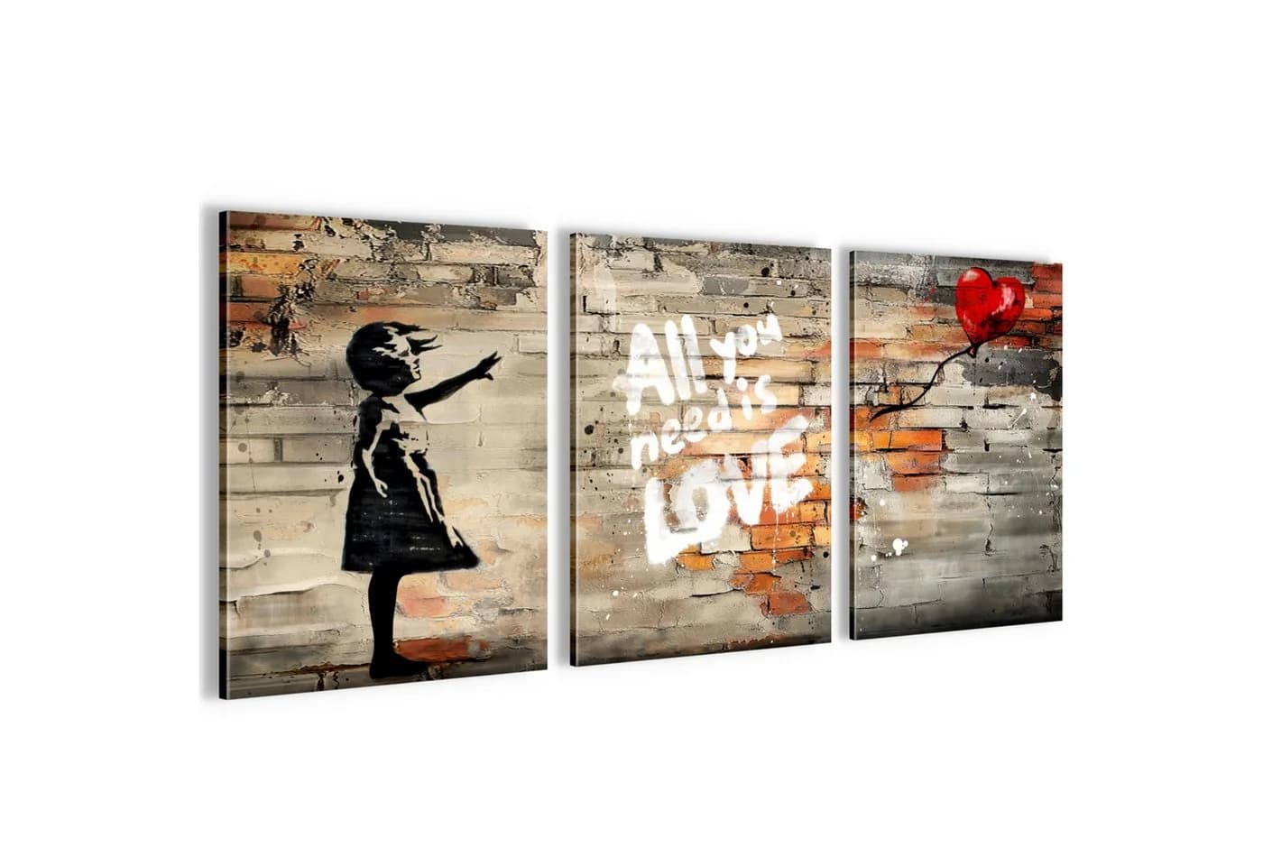 Novart Wandbilder Set Banksy Style 3-tlg. Streetart Collage Balloon Girl - Bild 2
