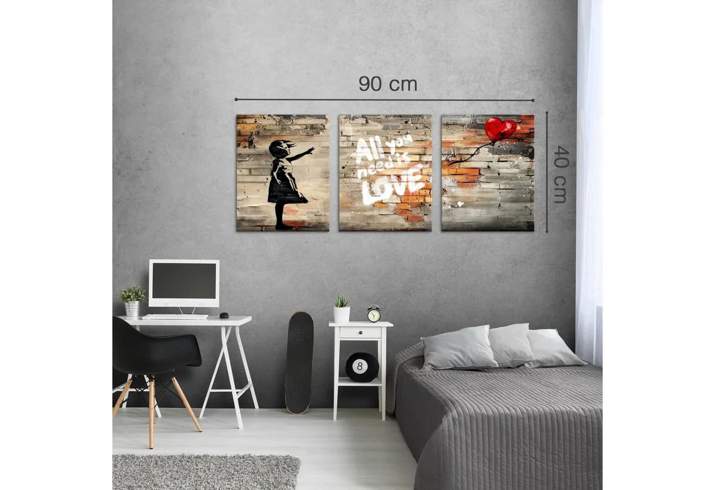 Novart Wandbilder Set Banksy Style 3-tlg. Streetart Collage Balloon Girl - Bild 5