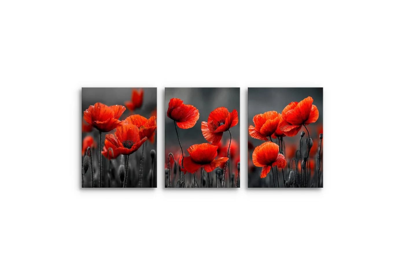 Novart Wandbild Baum des Lebens Abstrakt Modern Set Wohnzimmer Mohnblumen - Bild 3