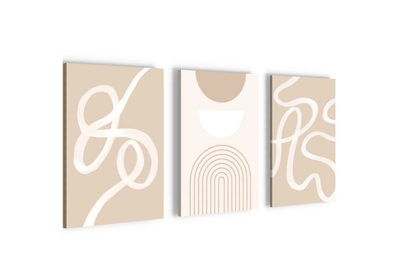Novart Wandbild 3er Set Abstrakt Beige Linien 20x30 cm - Bild 2