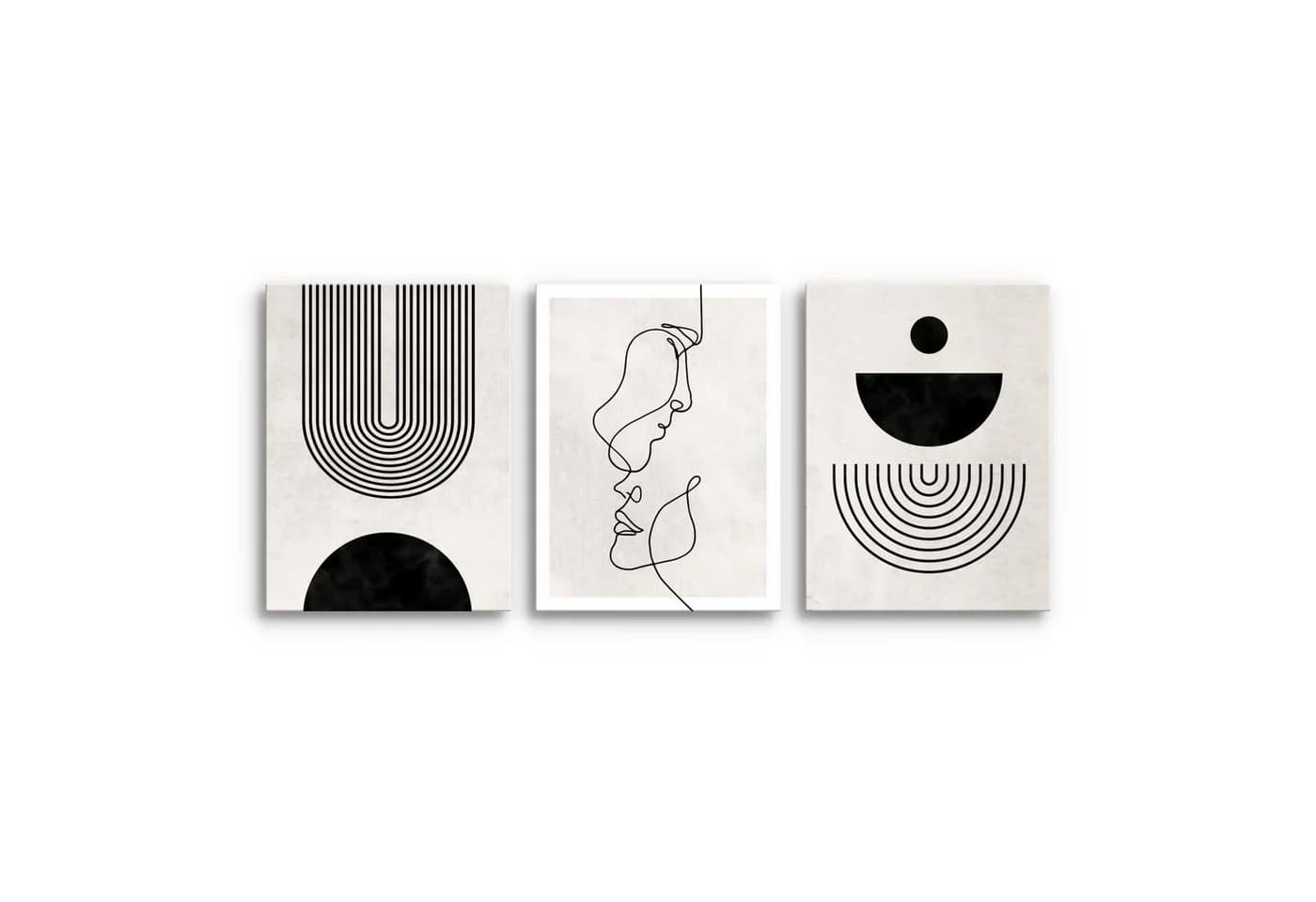 Novart Wandbild Set Abstrakte Kunst Schwarz-weiß Gesicht Wohnzimmer