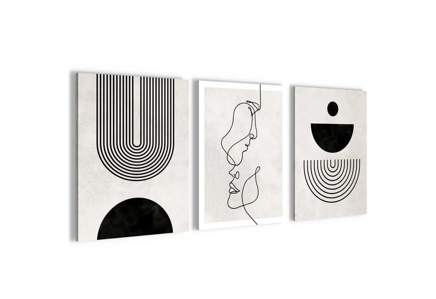 Novart Wandbild Set Abstrakte Kunst Schwarz-weiß Gesicht Wohnzimmer - Bild 2