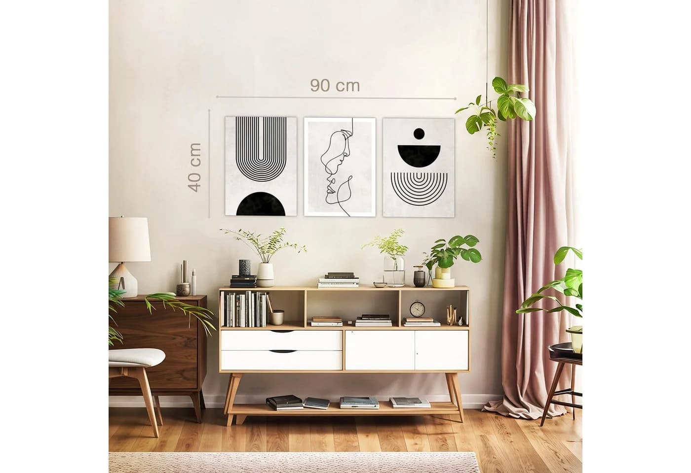 Novart Wandbild Set Abstrakte Kunst Schwarz-weiß Gesicht Wohnzimmer - Bild 4