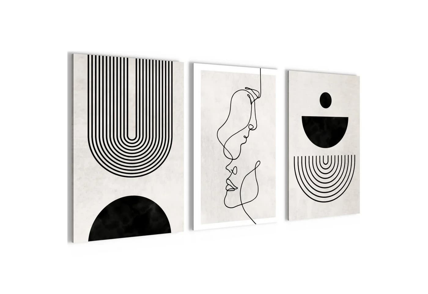 Novart Wandbild Set Abstrakte Kunst Schwarz-Weiß Gesicht - Bild 2