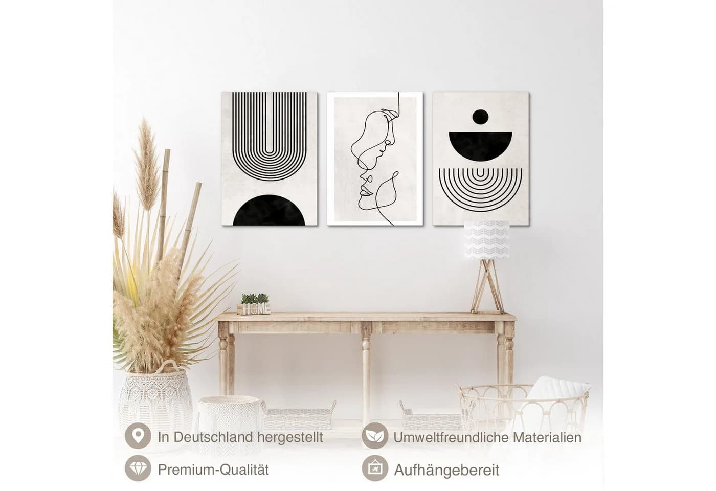 Novart Wandbild Set Abstrakte Kunst Schwarz-Weiß Gesicht - Bild 5