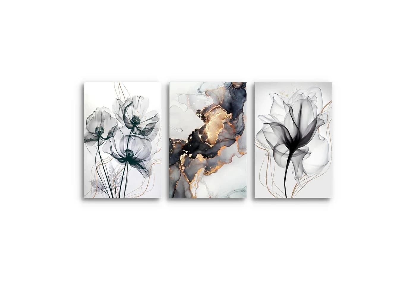Novart Wandbild Abstrakt Blumen Schwarz Bunt