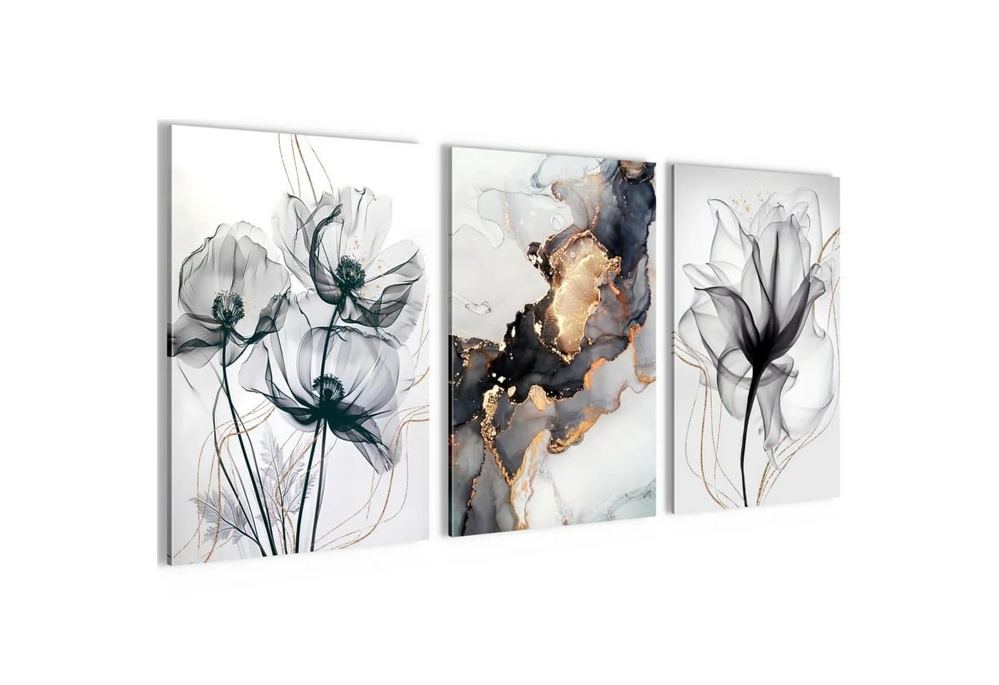 Novart Wandbild Abstrakt Blumen Schwarz Bunt - Bild 2