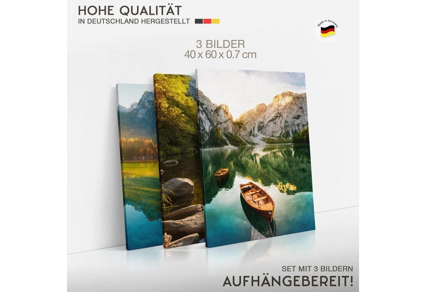 Novart Wandbild-Set 3-teilig See Berge Grün - Bild 4