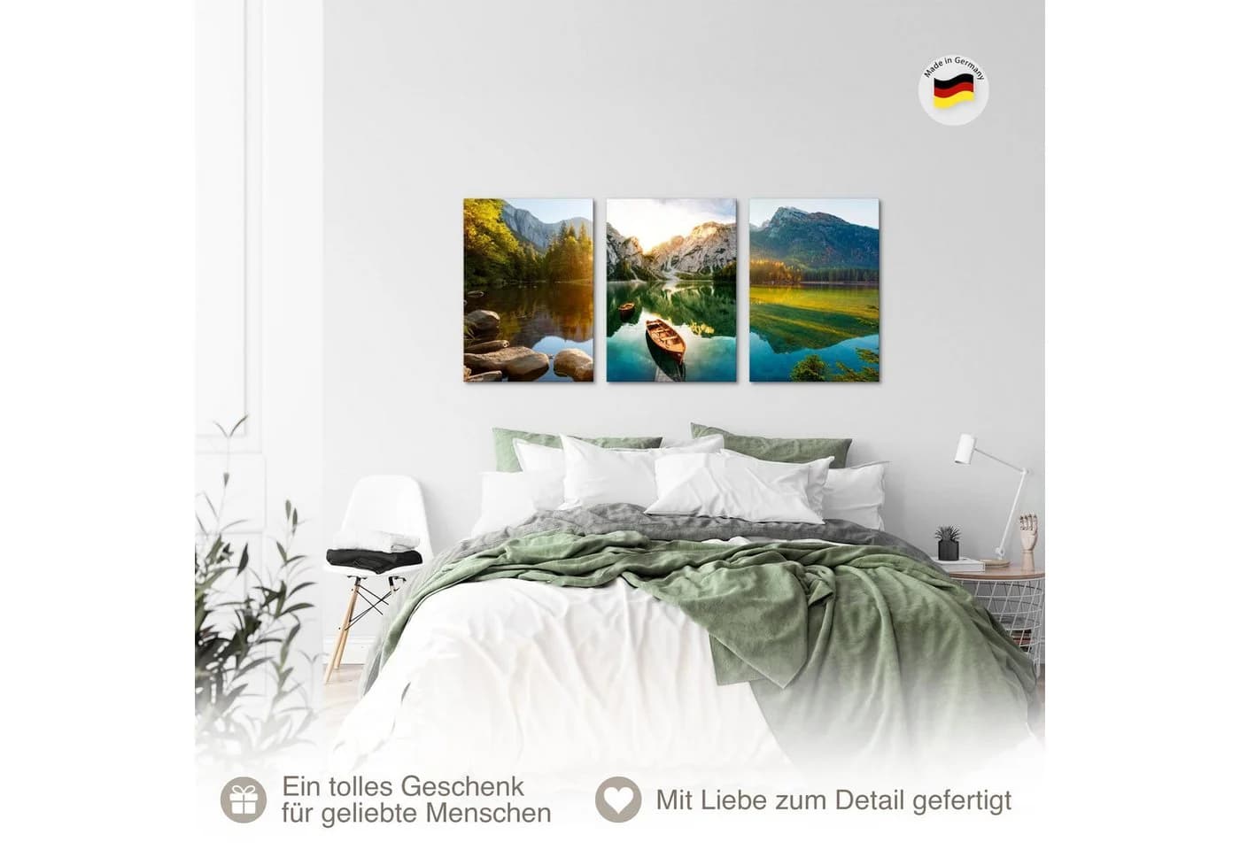 Novart Wandbild-Set 3-teilig See Berge Grün - Bild 5