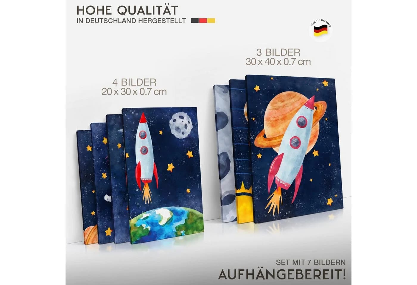 Novart Wandbild Rakete Bunt Blau Kinderzimmer Motiv - Bild 4