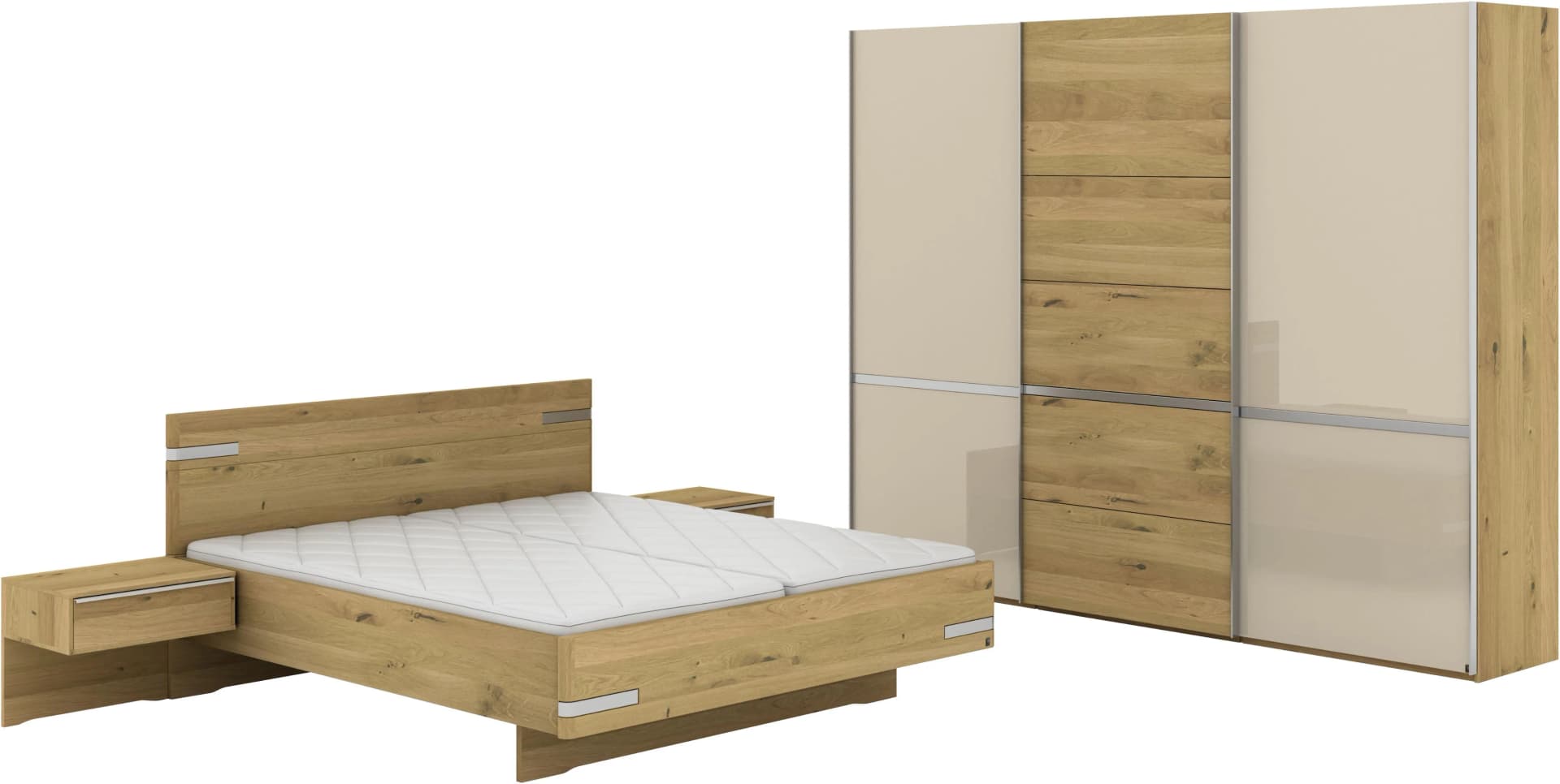 Musterring Savona Schlafzimmer-Set Kleiderschrank Bett Nachtschränke Bianco-Eiche