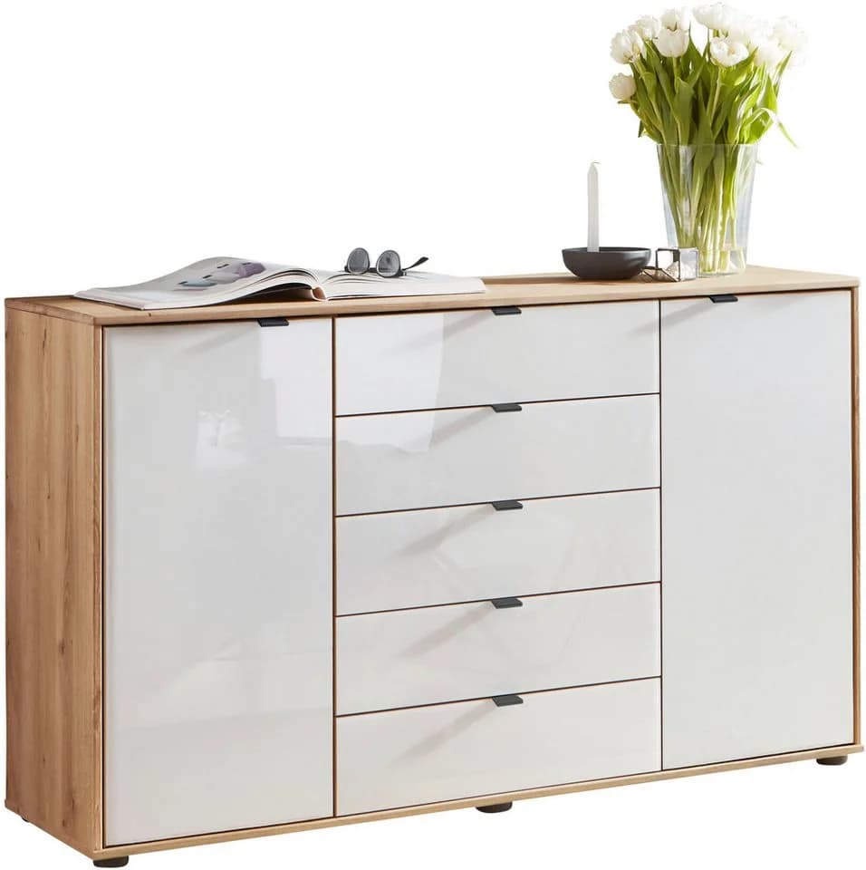 Kombikommode WIEMANN Cardiff Sideboard Wäscheschrank Bianco-Eiche Schubladen - Bild 2
