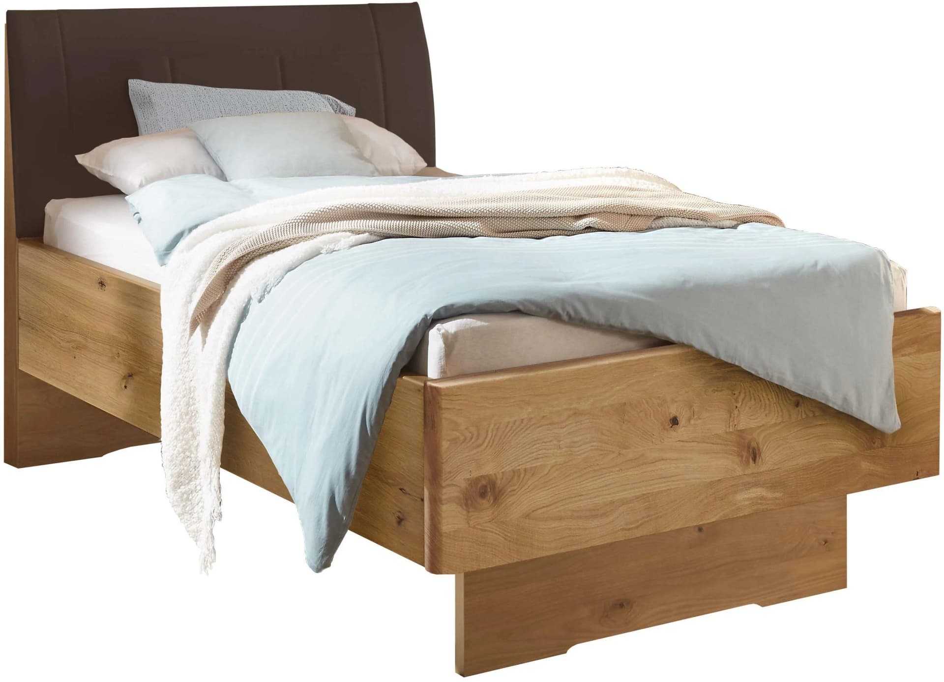 Holzbett WIEMANN Cardiff Polsterkopfteil Bianco-Eiche