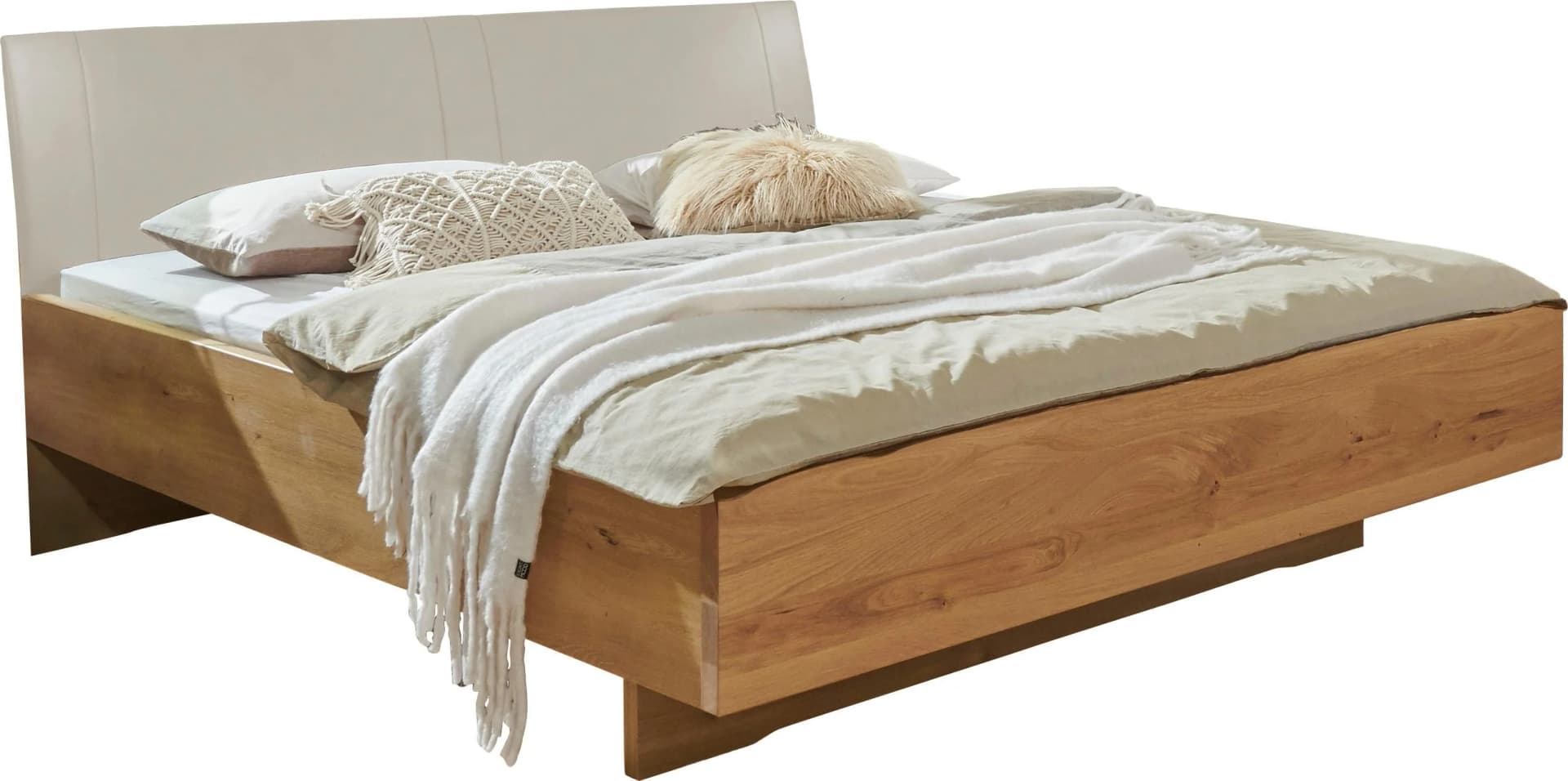 Futonbett WIEMANN Cordoba Bianco-Eiche Champagner Polsterkopfteil