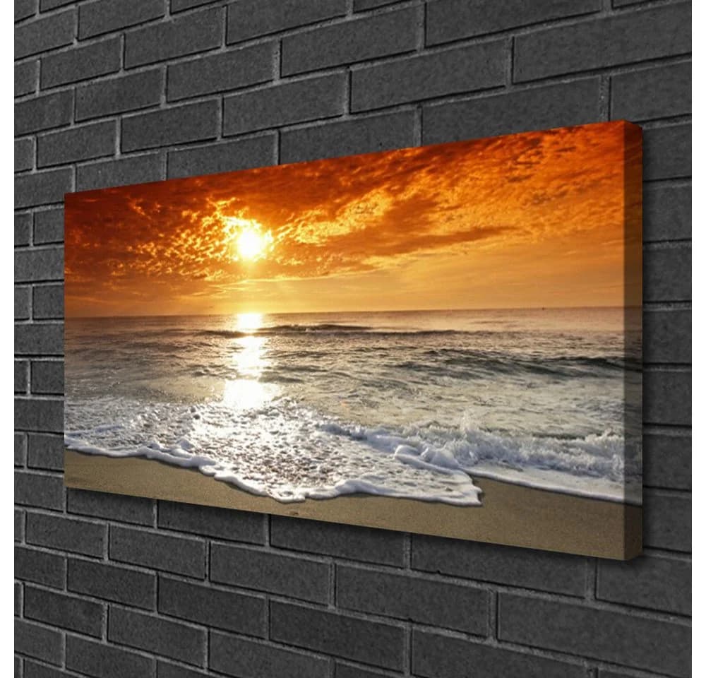 Sonnenuntergang Leinwandbild Wandbild Canvas Groß Aufhängefertig - Bild 3