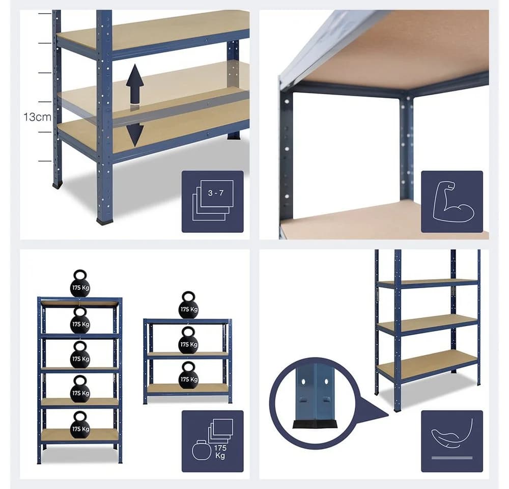 shelfplaza Schwerlastregal HOME 180x30x60cm blau 6 Böden Steckregal