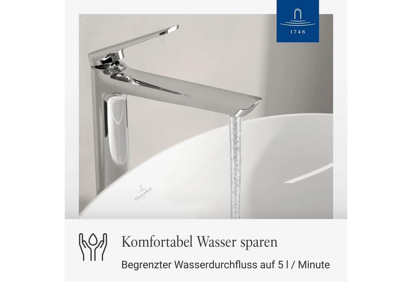 Villeroy & Boch Oasis Waschtischarmatur Silber Chrom mit Keramikkartuche - Bild 3