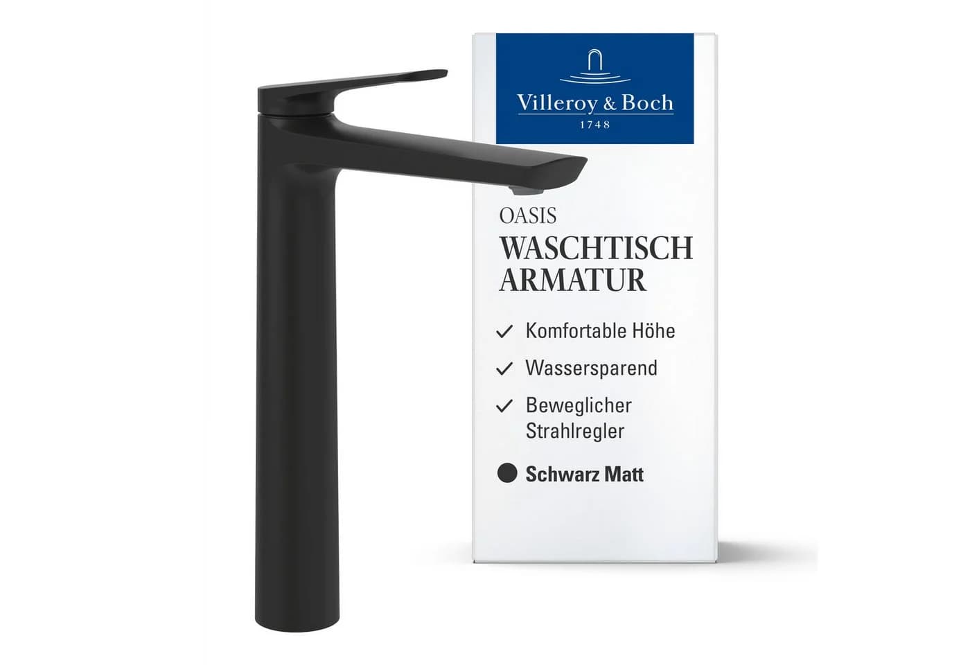Villeroy & Boch Oasis Waschtischarmatur Matt Schwarz mit Keramikkartusche - Bild 2