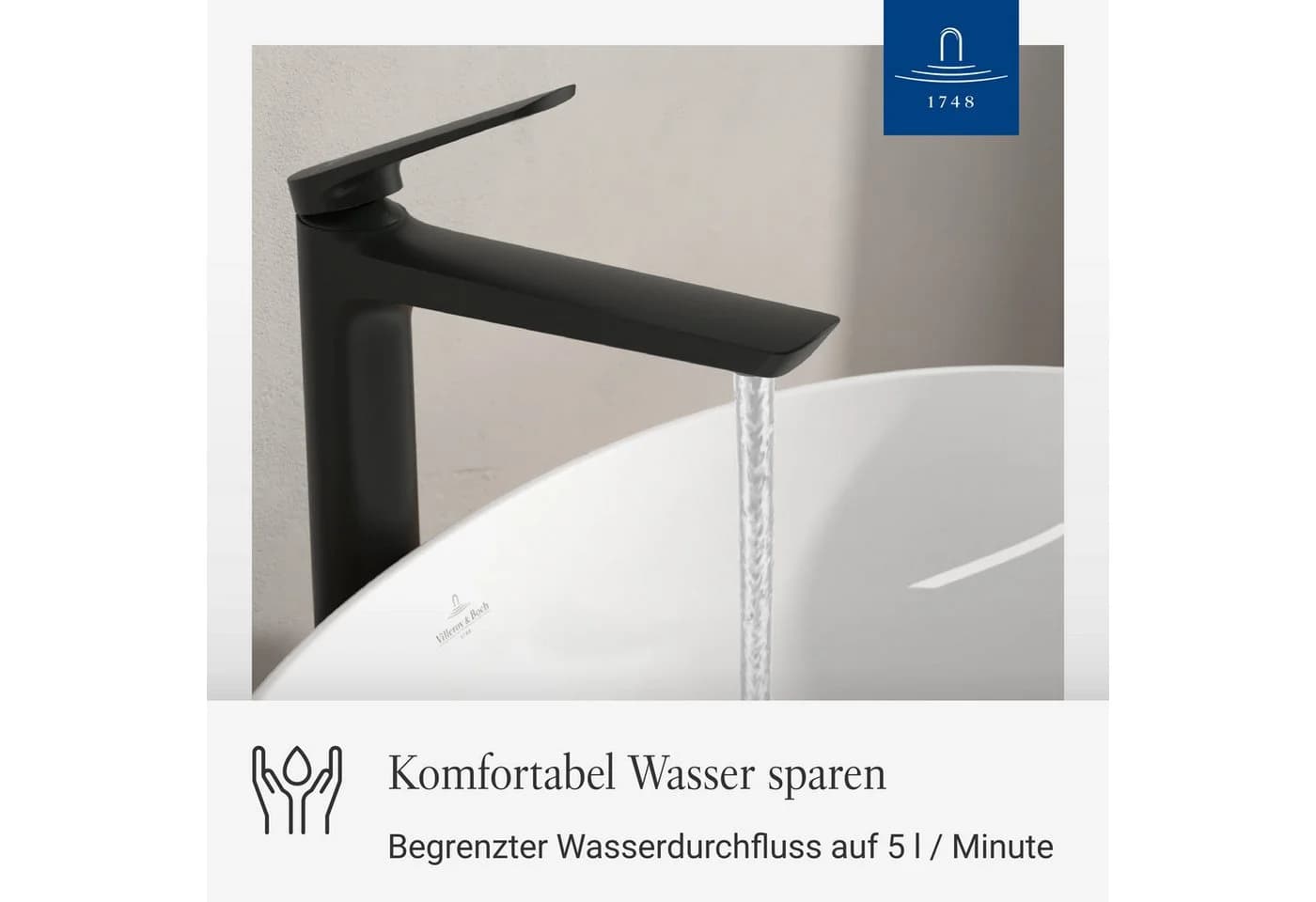 Villeroy & Boch Oasis Waschtischarmatur Matt Schwarz mit Keramikkartusche - Bild 3