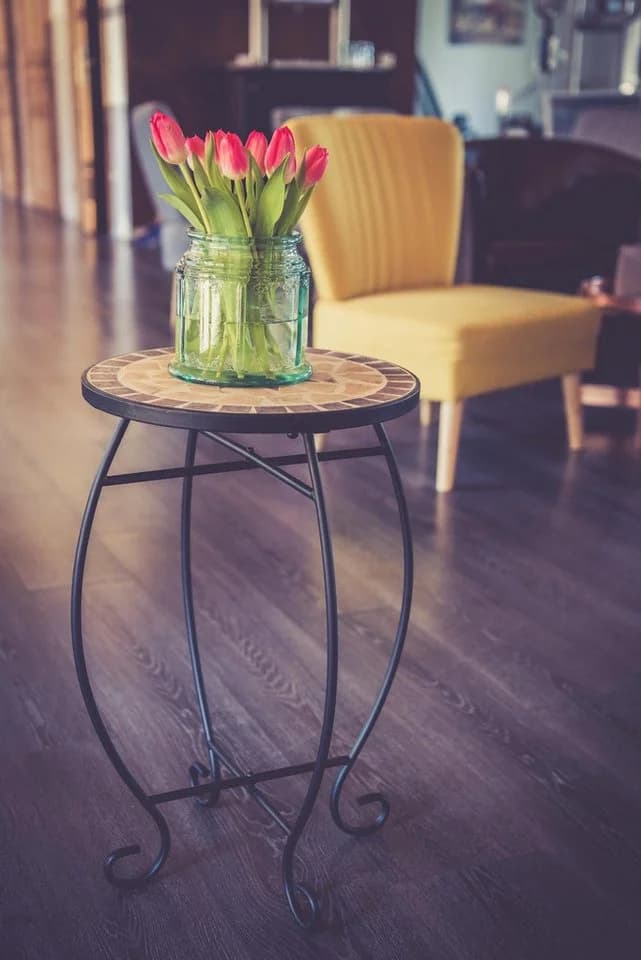 Kamelio Gartentisch Beistelltisch Mosaik Metall Rund Braun Beige Schwarz - Bild 4