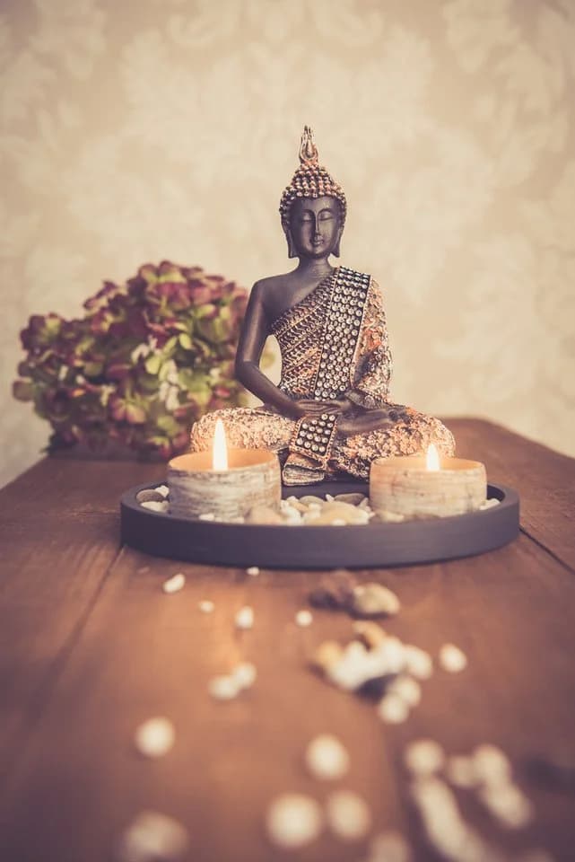 Kamelio Buddhafigur mit Teelicht 22cm Deko-Statue Schwarz