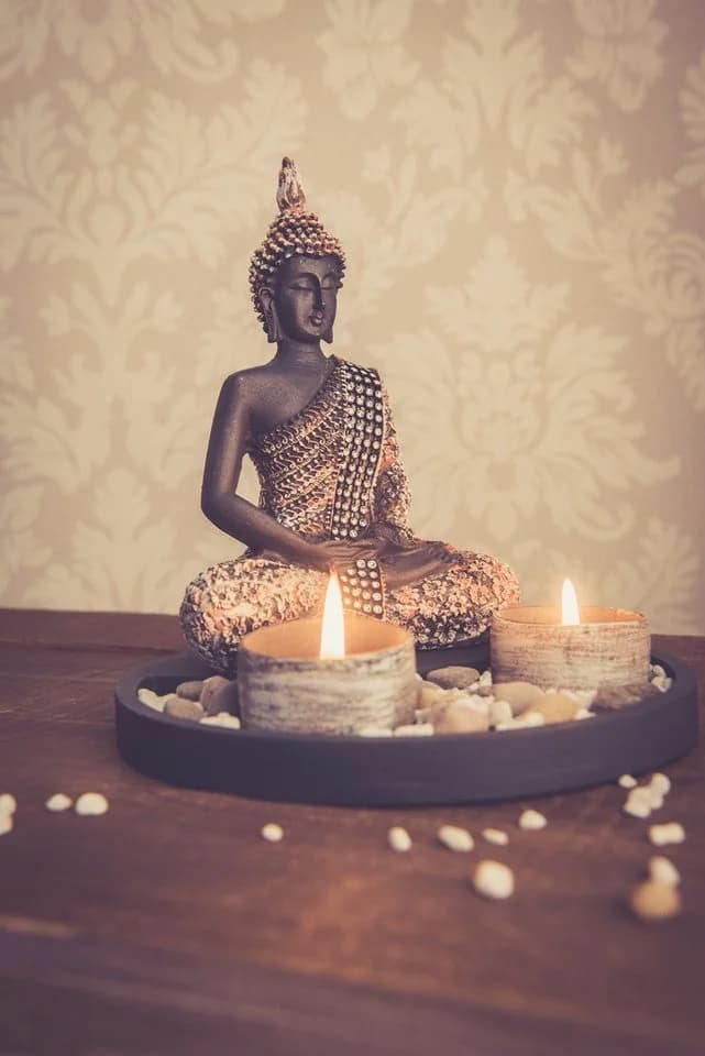 Kamelio Buddhafigur mit Teelicht 22cm Deko-Statue Schwarz - Bild 3