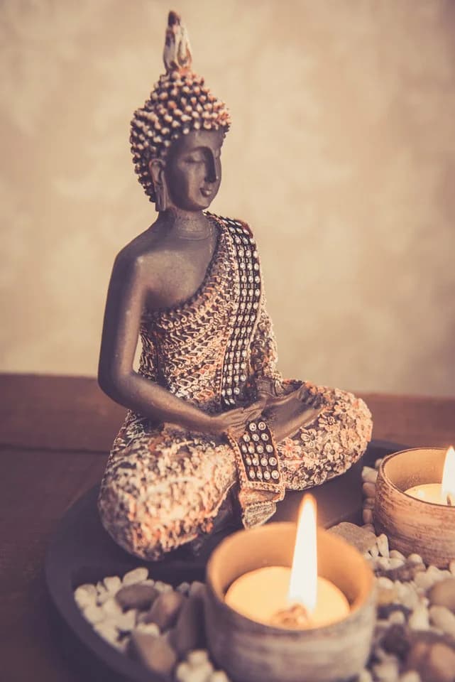 Kamelio Buddhafigur mit Teelicht 22cm Deko-Statue Schwarz - Bild 5