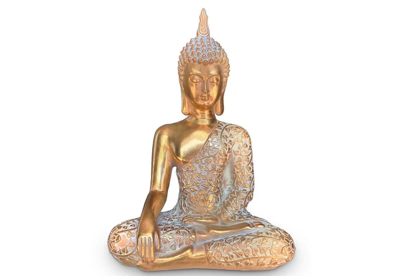 Kamelio Buddha Figur sitzend 30cm Gold Weiß Polyresin - Bild 2