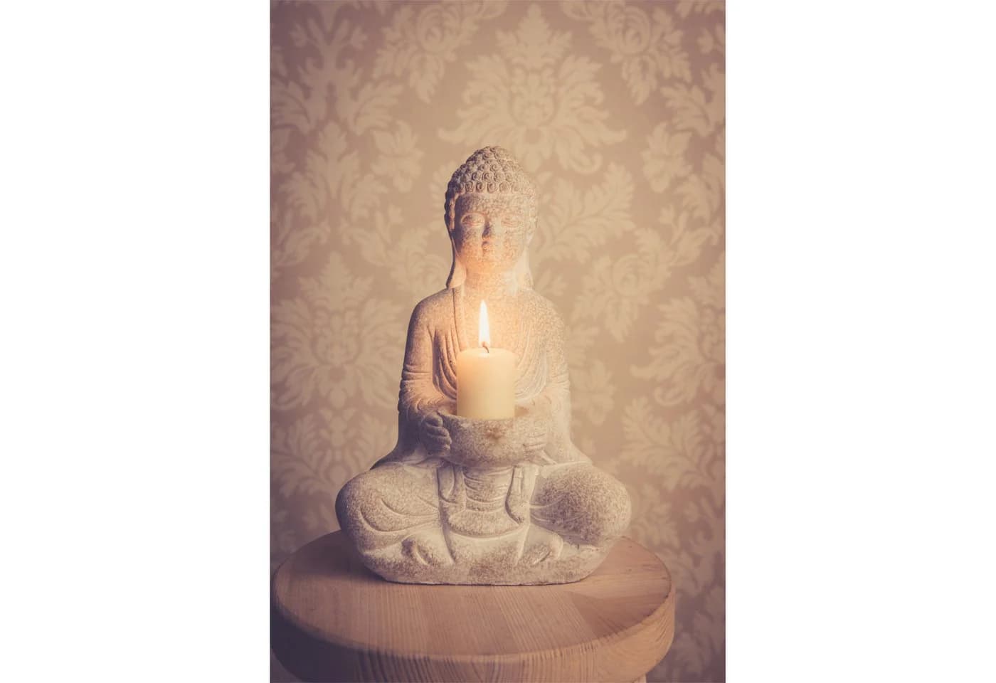 Kamelio Buddhafigur Stein 30cm sitzend mit Teelichthalter - Bild 2