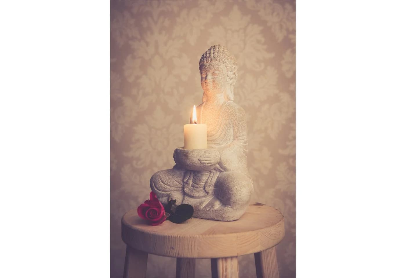 Kamelio Buddhafigur Stein 30cm sitzend mit Teelichthalter - Bild 3